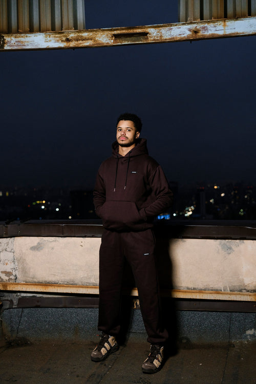 BROWN FLEECE TRACKSUIT LOGO 2.0